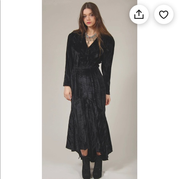 Vintage 90s Nicole Miller black velvet midi dress - Picture 9 of 9
